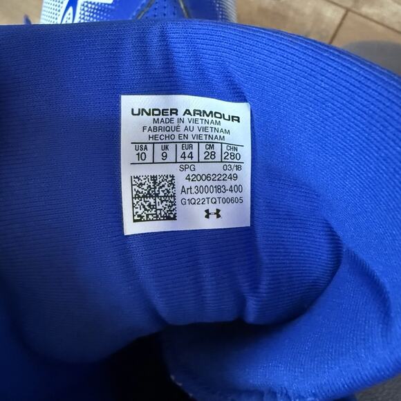 Under Armour Highlight RM Football Cleats Blue White Size 10 Mens Mid High Top - Picture 6 of 7